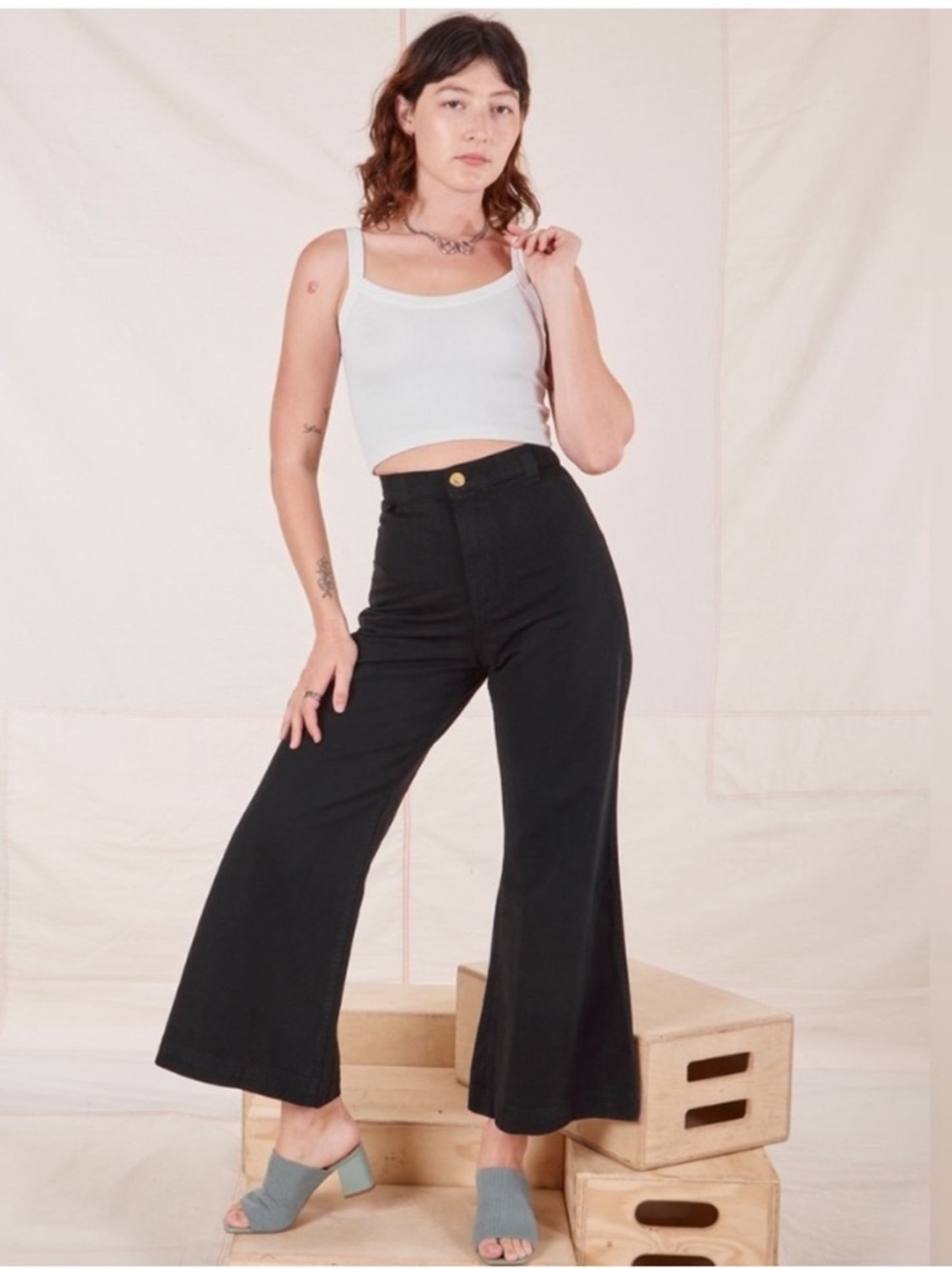 Big Bud Press Black Bell Bottoms medium frayed hem